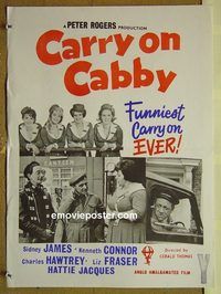 t405 CARRY ON CABBY New Zealand daybill movie poster '63 English sex!