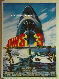 u022 JAWS 3-D Pakistani movie poster '83 cool shark image!