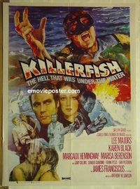 u033 KILLER FISH Pakistani movie poster '79 Lee Majors, Black