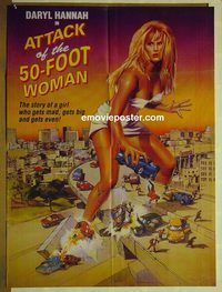 t820 ATTACK OF THE 50 FT WOMAN Pakistani movie poster '93 D. Hannah