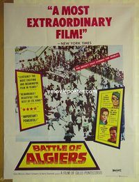 t823 BATTLE OF ALGIERS Pakistani movie poster '68 Pontecorvo