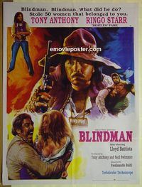 t848 BLINDMAN Pakistani movie poster '72 Tony Anthony, Ringo Starr