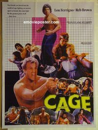 t864 CAGE Pakistani movie poster '89 Lou Ferrigno, martial arts!