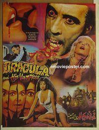 t892 COUNT DRACULA & HIS VAMPIRE BRIDE style #2 Pakistani movie poster '74 Lee