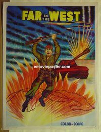 t945 FAR IN THE WEST Pakistani movie poster '60s great war art!