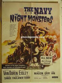 u091 NAVY VS THE NIGHT MONSTERS Pakistani movie poster '66 horror!