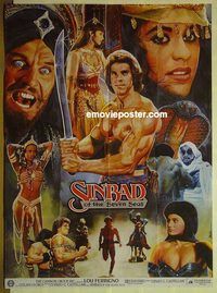 u175 SINBAD OF THE SEVEN SEAS Pakistani movie poster '89 Lou Ferrigno