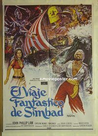 t432 GOLDEN VOYAGE OF SINBAD Spanish movie poster '73 John Phillip Law