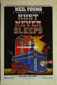 v023 RUST NEVER SLEEPS one-sheet movie poster '79 Neil Young, rock 'n roll!