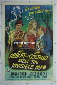 y302 ABBOTT & COSTELLO MEET THE INVISIBLE MAN linen one-sheet movie poster '51