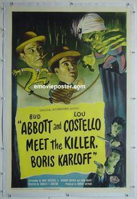 y301 ABBOTT & COSTELLO MEET KILLER BORIS KARLOFF linen one-sheet movie poster '49