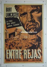 y195 BRUTE FORCE linen Argentinean movie poster '47 Burt Lancaster