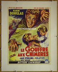 y128 BIG CARNIVAL linen Belgian movie poster '51 Wilder, Kirk Douglas