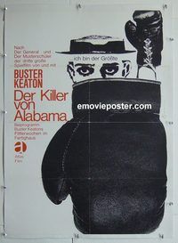 y159 BATTLING BUTLER linen German movie poster R60s Buster Keaton