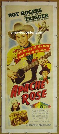 y293 APACHE ROSE linen insert movie poster '47 Roy Rogers