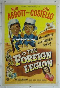 y300 ABBOTT & COSTELLO IN THE FOREIGN LEGION linen one-sheet movie poster '50