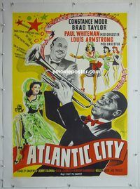y220 ATLANTIC CITY linen Swedish movie poster '44 Louis Armstrong!