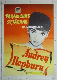y240 AUDREY HEPBURN linen Swedish movie poster personality '50s