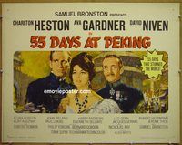 z017 55 DAYS AT PEKING half-sheet movie poster '63 Heston, Gardner