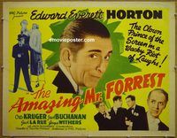 z035 AMAZING MR FORREST half-sheet movie poster '44 Everett Horton