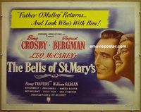 z076 BELLS OF ST MARY'S half-sheet movie poster '46 Bergman, Crosby
