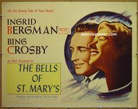 z077 BELLS OF ST MARY'S half-sheet movie poster R57 Bergman, Crosby