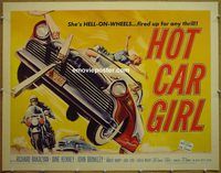z004 HOT CAR GIRL half-sheet movie poster '58 Hell-on-wheels!