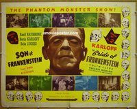 z753 SON OF FRANKENSTEIN/BRIDE OF FRANKENSTEIN half-sheet movie poster '40s