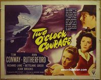 z012 2 O'CLOCK COURAGE half-sheet movie poster '44 Tom Conway