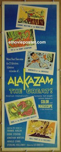 a022 ALAKAZAM THE GREAT insert movie poster '61 Japanese anime!