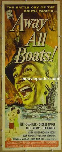 a057 AWAY ALL BOATS insert movie poster '56 Jeff Chandler, Nader