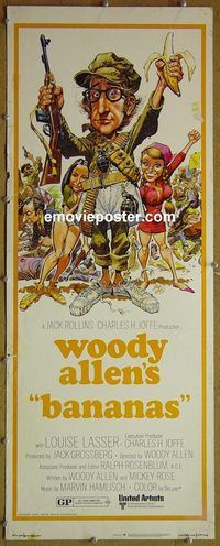 a064 BANANAS insert movie poster '71 Woody Allen, Jack Davis art!