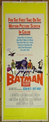 a069 BATMAN insert movie poster '66 Adam West, Burt Ward, DC Comics!
