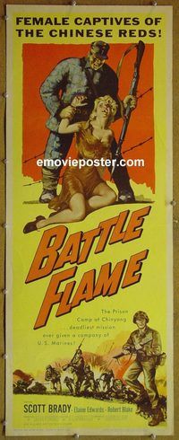 a071 BATTLE FLAME insert movie poster '59 Marines, Brady