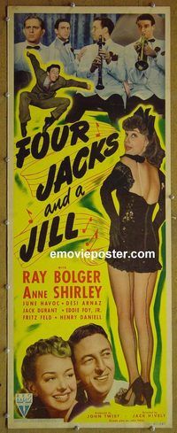 a011 4 JACKS & A JILL insert movie poster '41 Ray Bolger, Shirley