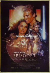 c122 ATTACK OF THE CLONES DS Australian one-sheet movie poster '02 Star Wars!