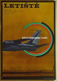 c431 AIRPORT Czech movie poster '74 Burt Lancaster, C. Vaca artwork!