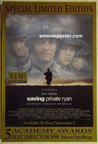 c082 SAVING PRIVATE RYAN video one-sheet movie poster '98 Tom Hanks