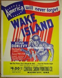 c057 WAKE ISLAND special movie poster '42 Donlevy, WWII!