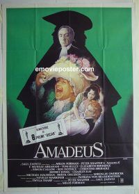 d344 AMADEUS Italian one-panel movie poster '84 Milos Foreman, Casaro art!