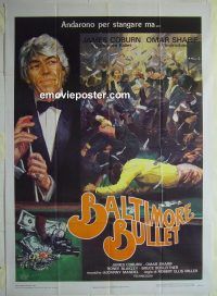 d348 BALTIMORE BULLET Italian one-panel movie poster '80 pool hustling!