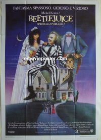 d351 BEETLEJUICE Italian one-panel movie poster '88 Alec Baldwin, Keaton
