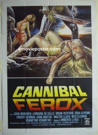 d358 CANNIBAL FEROX Italian one-panel movie poster '81 Umberto Lenzi