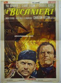 d311 BUCCANEER Italian two-panel movie poster R60s Yul Brynner, Bloom