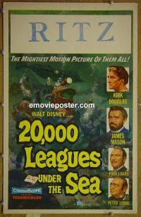 d003 20,000 LEAGUES UNDER THE SEA window card movie poster '55 Jules Verne