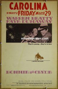 d021 BONNIE & CLYDE window card movie poster '67 Beatty, Dunaway