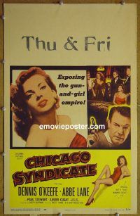 d029 CHICAGO SYNDICATE window card movie poster '55 sexy Abbe Lane!