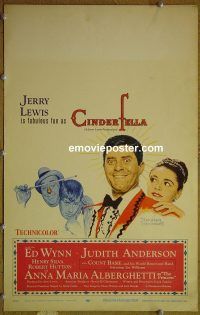 d030 CINDERFELLA window card movie poster '60 Lewis, Norman Rockwell art