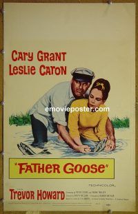 d051 FATHER GOOSE window card movie poster '65 Cary Grant, Leslie Caron