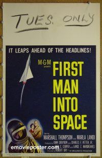d053 FIRST MAN INTO SPACE window card movie poster '59 Marshall Thompson